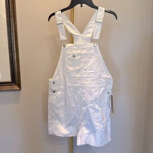 Tinseltown White Denim cotton Overalls shorts NWT M